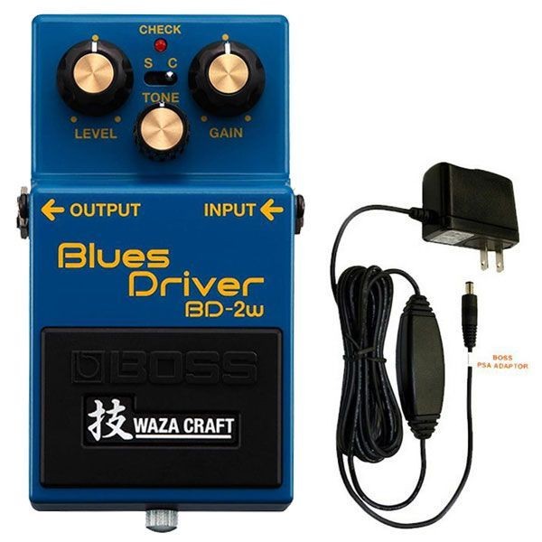BOSS BD-2W Blues Driver WAZA CRAFT + AC Adapter PSA-100S2 Set
