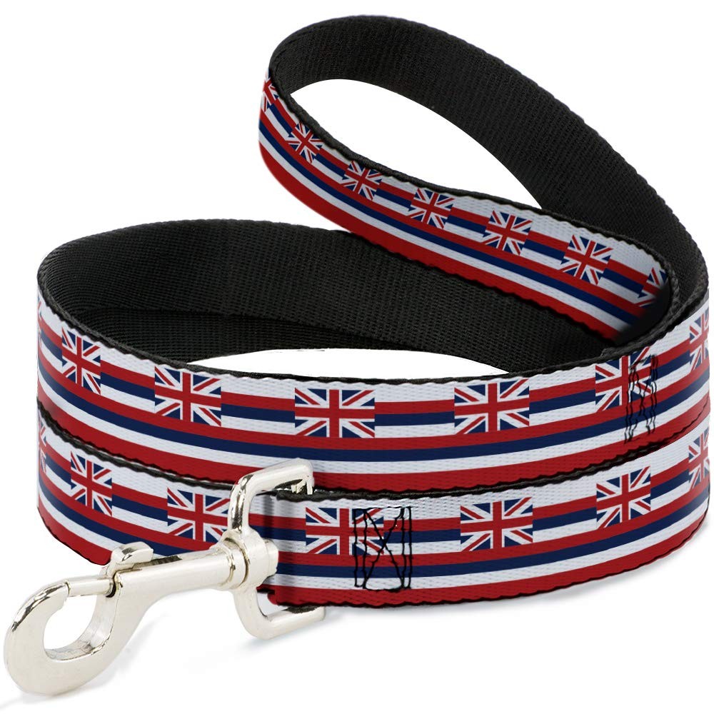 Buckle-Down Pet Leash, Dog Leash, Hawaii Flag Continuous Repeat, 4 Feet Long 0.5