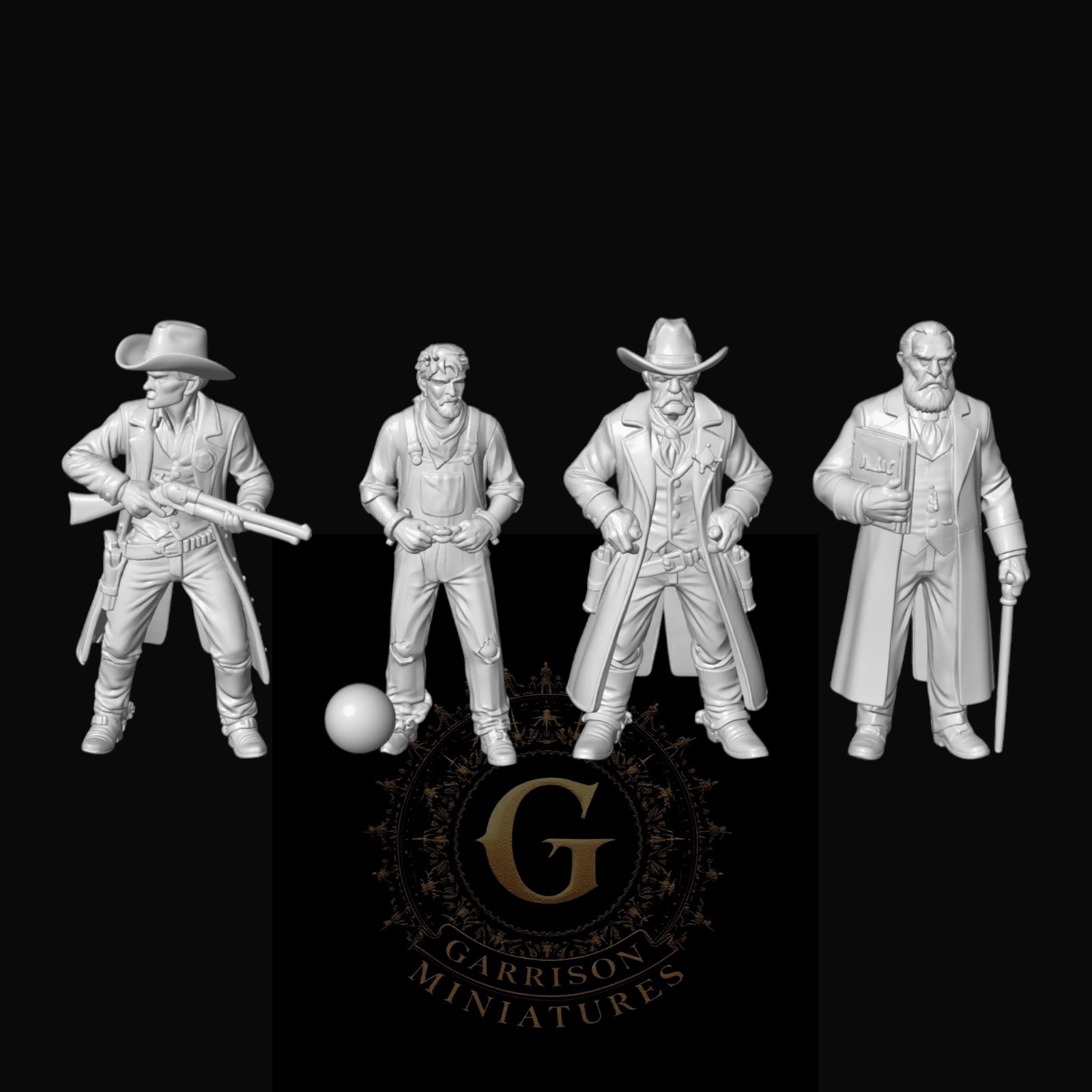Lawmen, Judge and Prisoner X4: 28mm Miniatures for Old West Wargames and Diorama