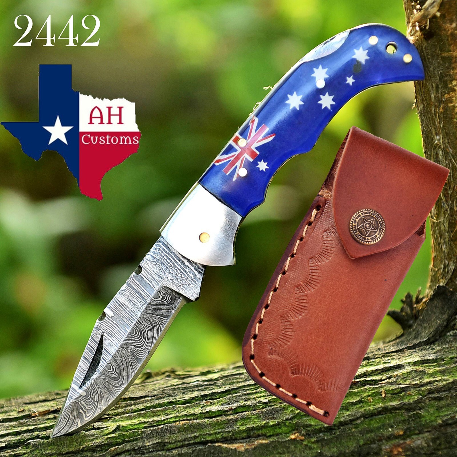 CUSTOM HANDMADE FORGED DAMASCUS STEEL FOLDING POCKET KNIFE CAMPING KNIFE