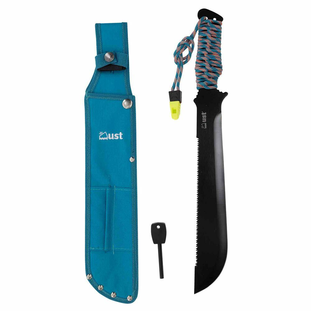 UST ParaCuda PRO Machete With Paratinder Cord Sawtooth Edge Sturdy Secure Grip