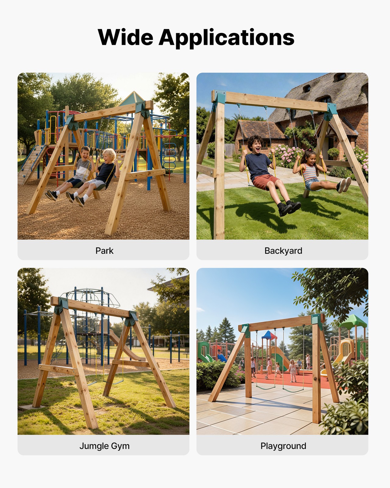 VEVOR Swing Set Brackets Heavy-Duty A-frame Hardware 2 Brackets Seats 4 Hangers