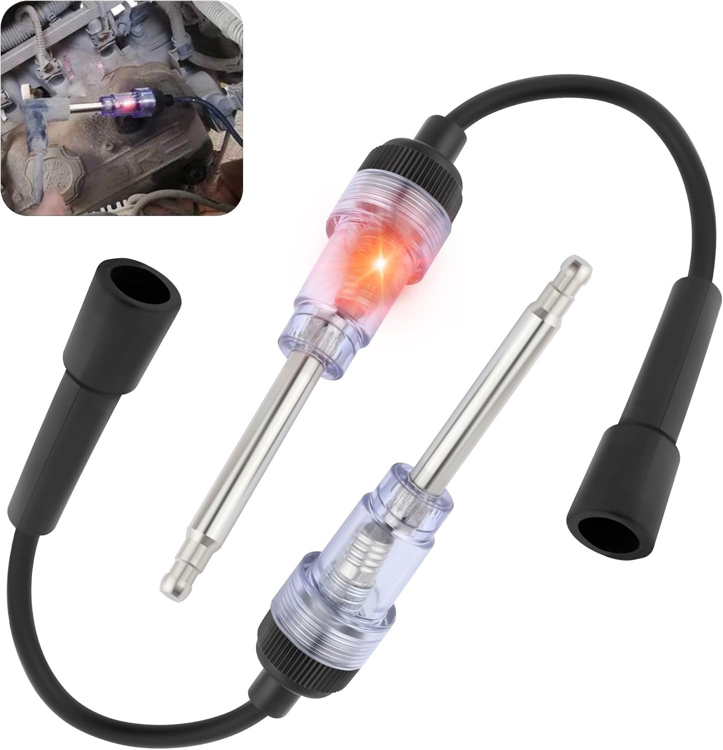 Effortless Engine Diagnostics - 2PCS Universal Spark Tester with Neon Indicator