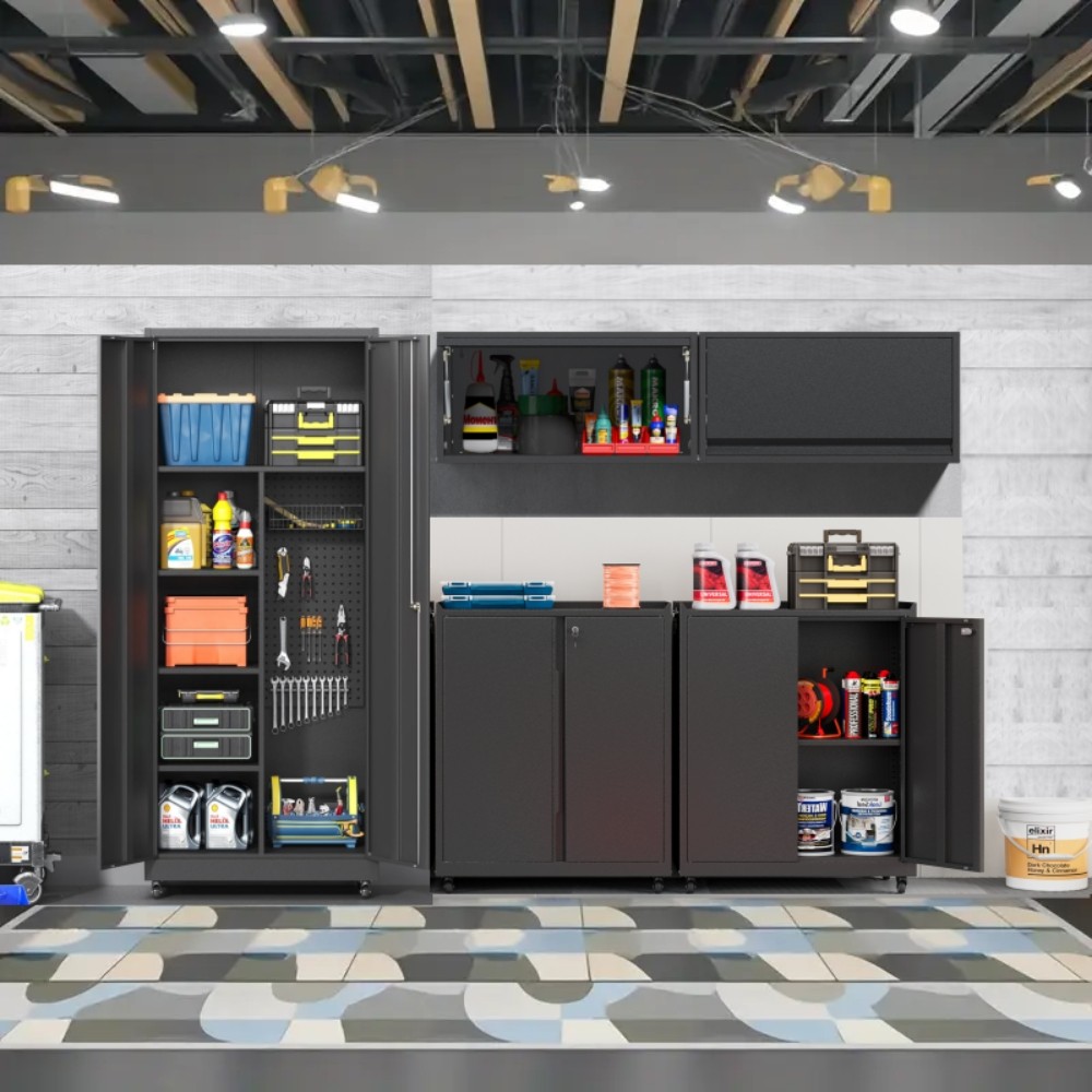 Workshop Cabinet Set 5-PC Metal Tool Chest Cabinet Garage Storage Cabinet System