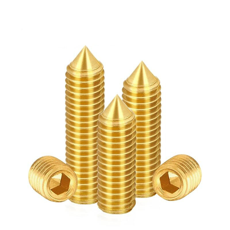 10pcs M4 set screws brass slotted grubs bolts pointed end thread nails screw