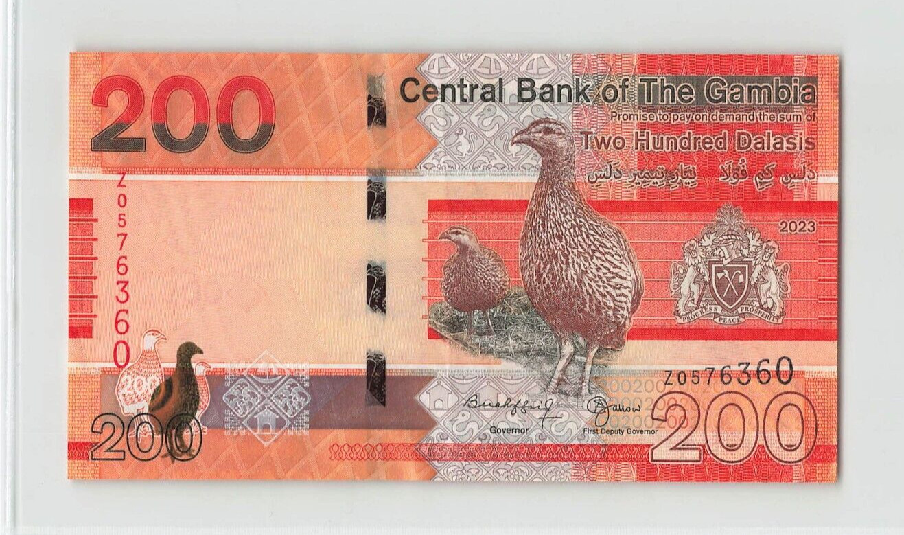 GAMBIA 200 Dalasis 2023, P-42c* REPLACEMENT, Z0576360, Original AU, Rare. T7