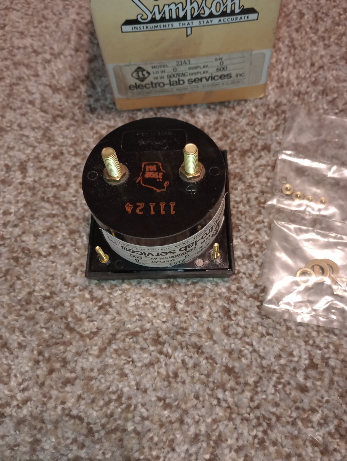NEW GENUINE SIMPSON INSTRUMENTS MODEL 2143 PANEL METER 0-600VAC