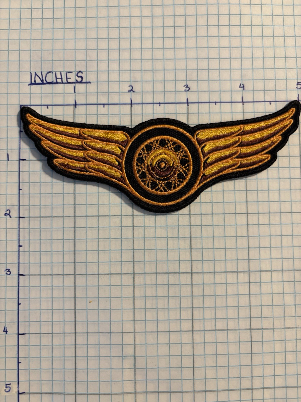 Gold - Department Wings & Wheel Motorcycle Patch