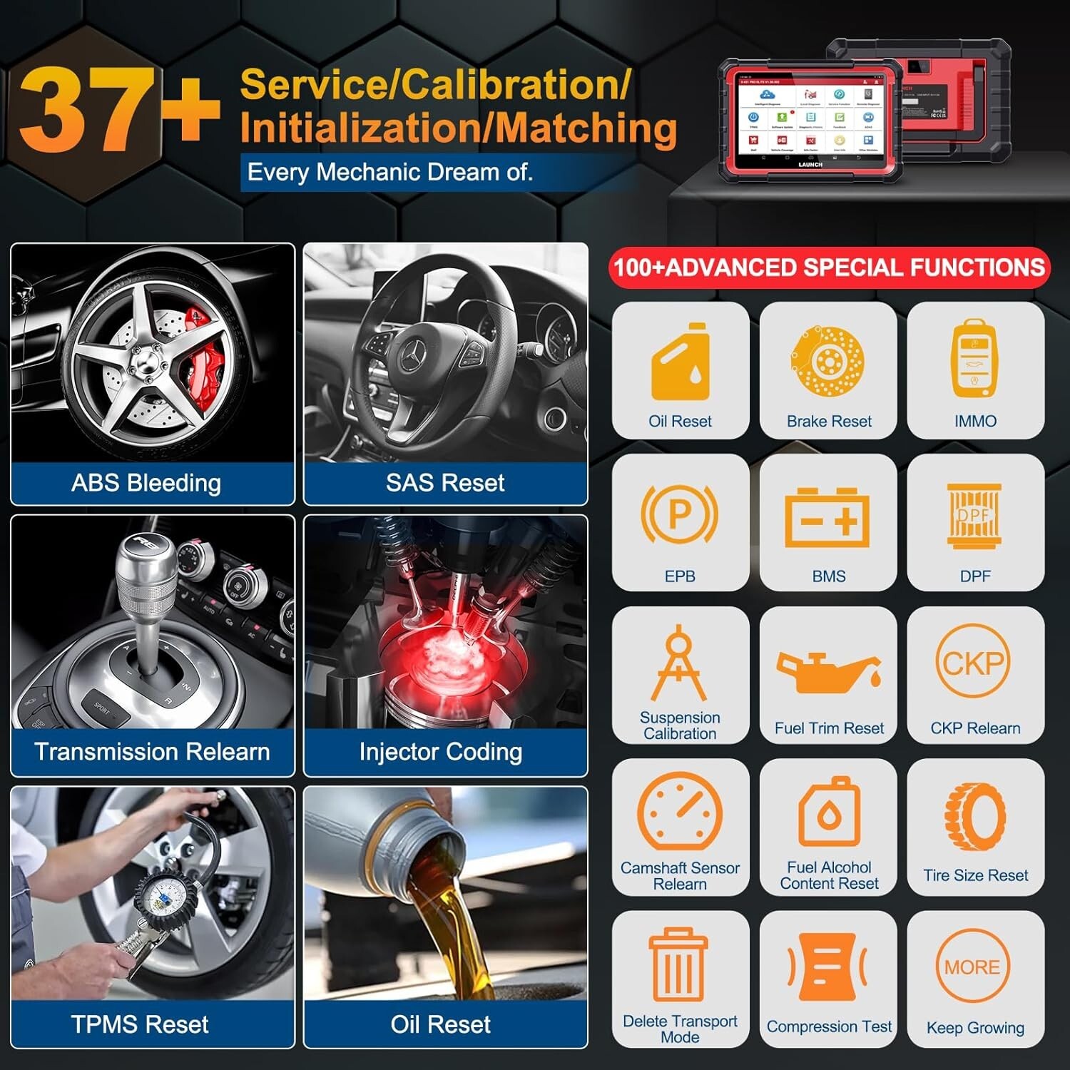 2024 LAUNCH X431 Pro Elite PRO5 V + OBD2 Car Diagnostic Tool Scanner Key Coding