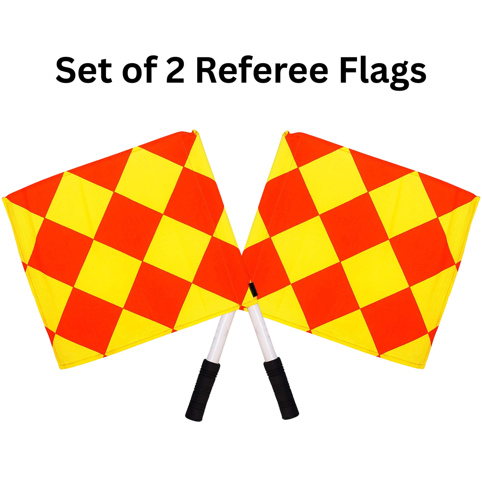 Soccer Referee Linesman Flags, Orange and Yellow Checkered, Set of 2