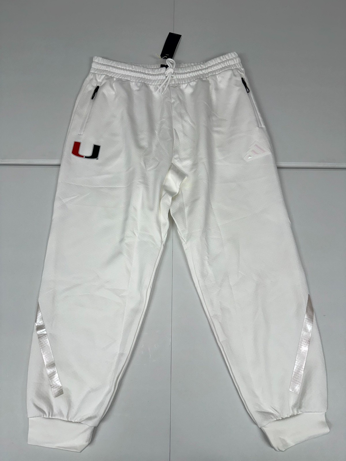 Adidas Miami Hurricanes CFB Playoffs Football Pants Men's White Ice Pick Size