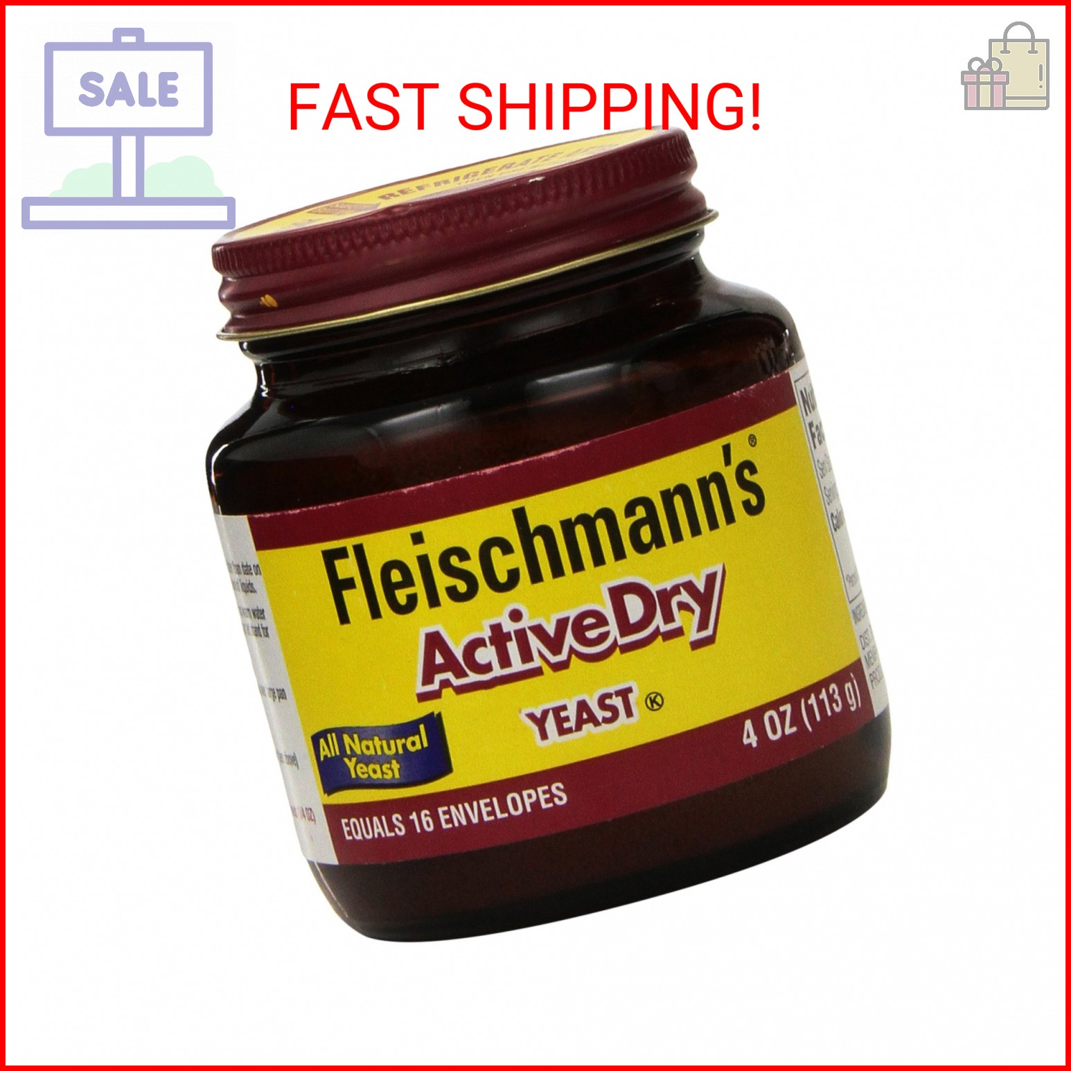 Fleischmanns Yeast, ActiveDry 4 oz Jar