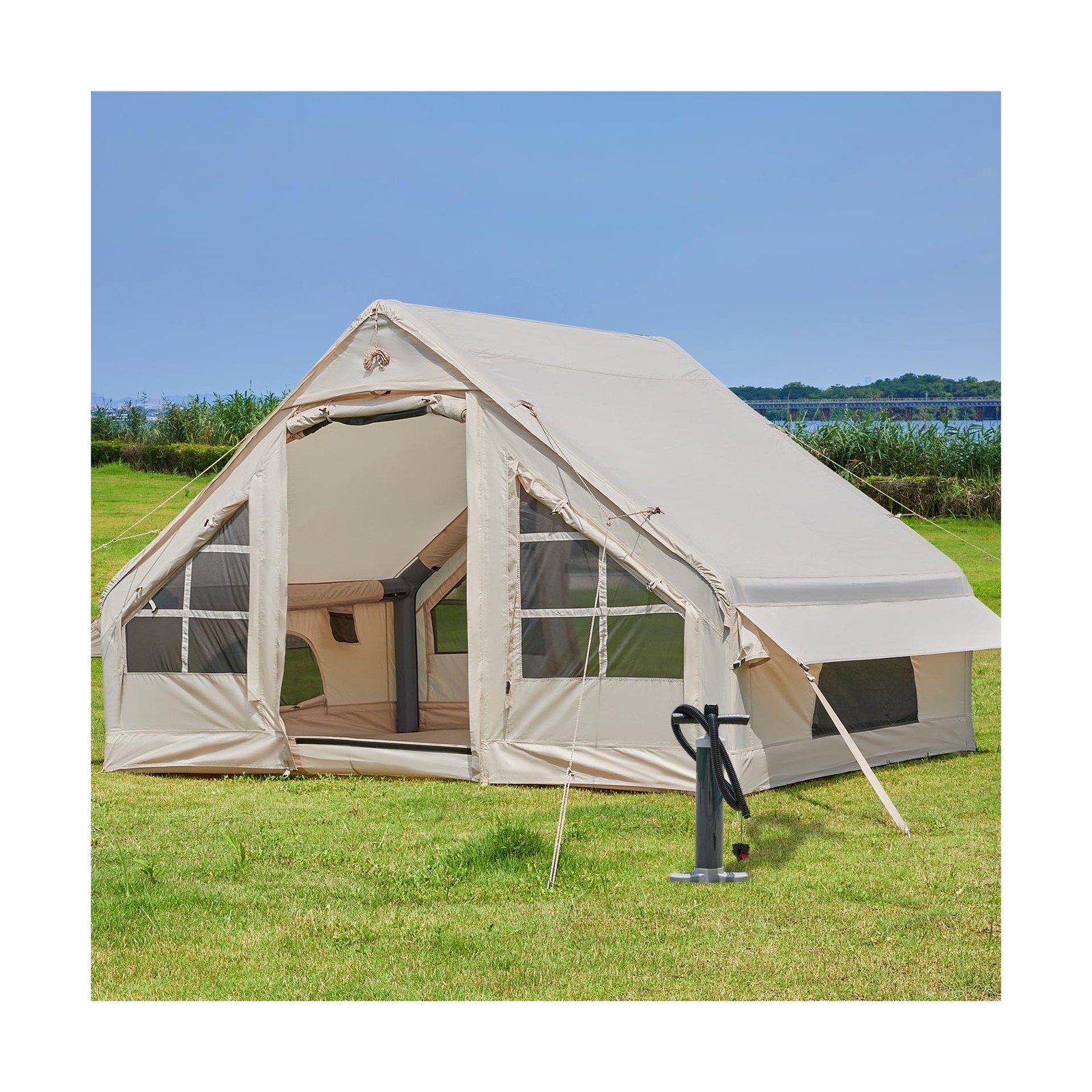 Inflatable Tent with Pump,4-6 Person Instant Glamping Camping Tents House, Ea...