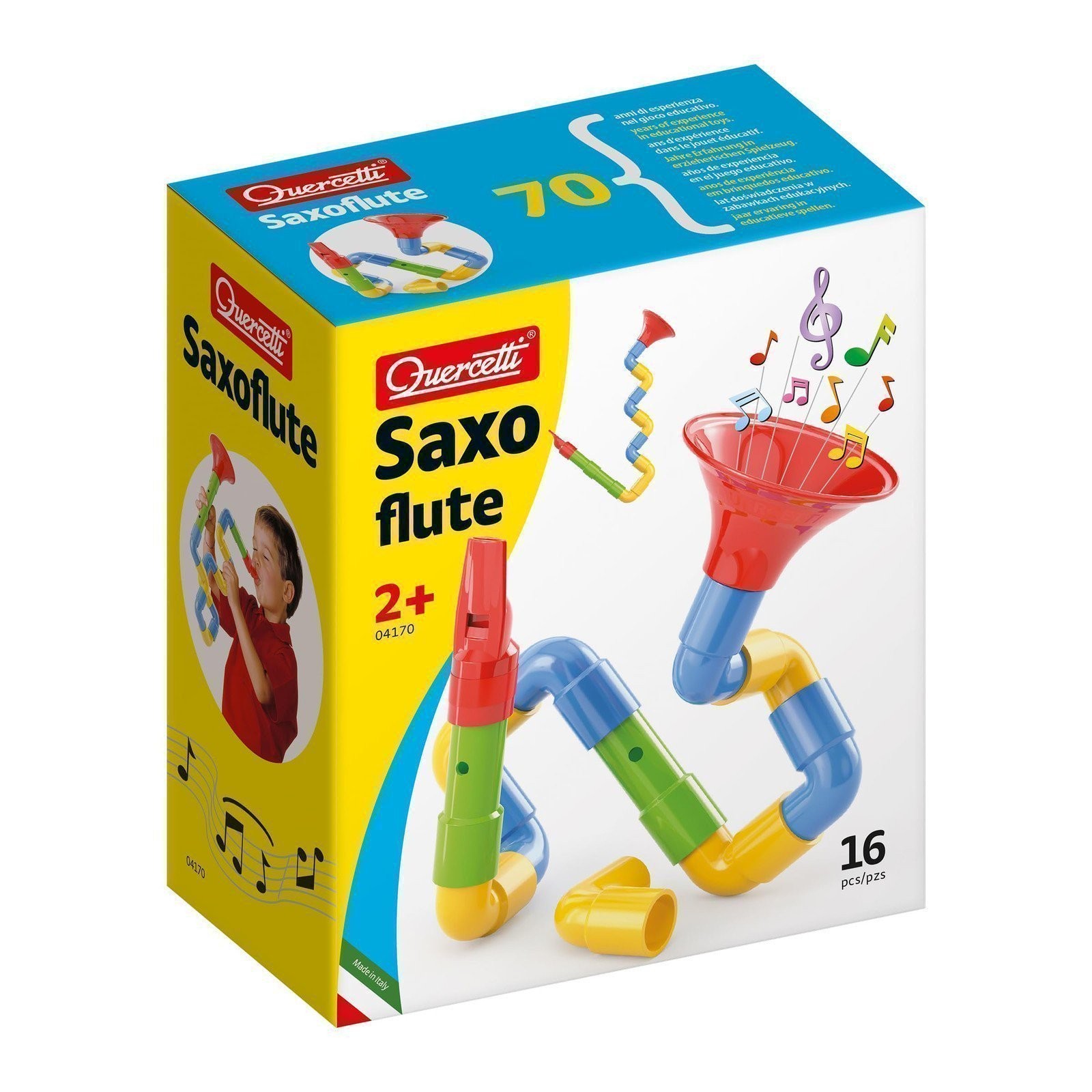 Quercetti Saxoflute - 16 Piece Build Your Own Instrument Toy, Tube...