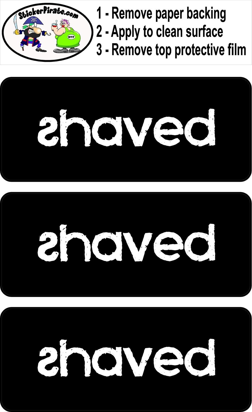 3 - Shaved Hard Hat Biker Helmet Sticker Bs500 3