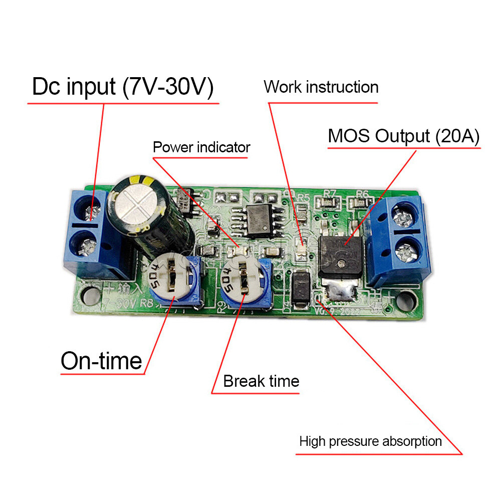 DC7-30V MOS Adjustable Cycle Timer Delay On/Off Switch Power Supply Relay Module