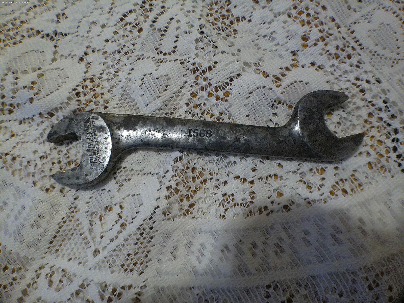 Antique Billings Spencer Co. 1568 Open End Wrench 9/16 x 1/2" OC 7" Long
