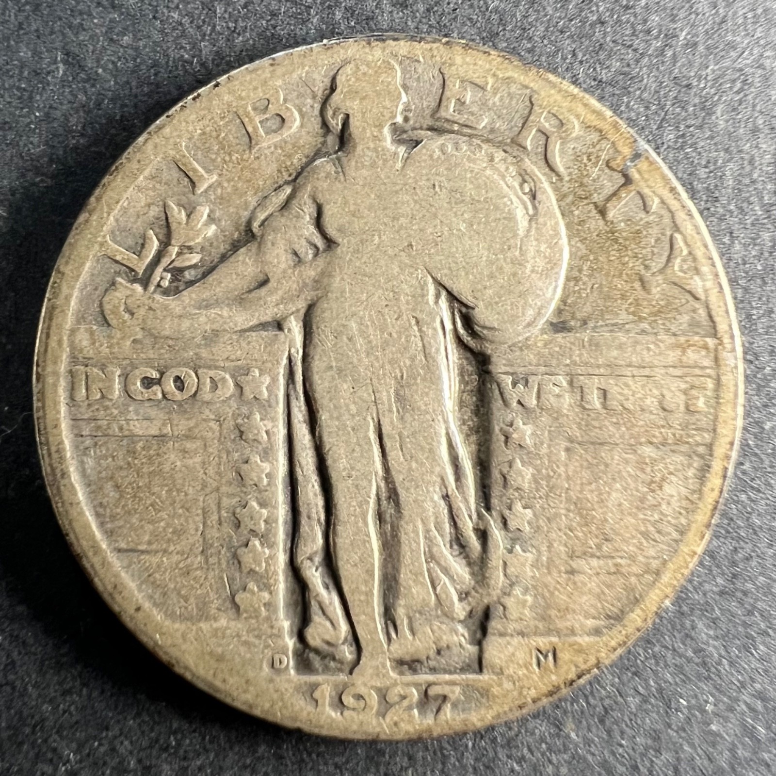 1927 D Standing Liberty Quarter Better Date Low Mintage Only 976,000 Silver 25C