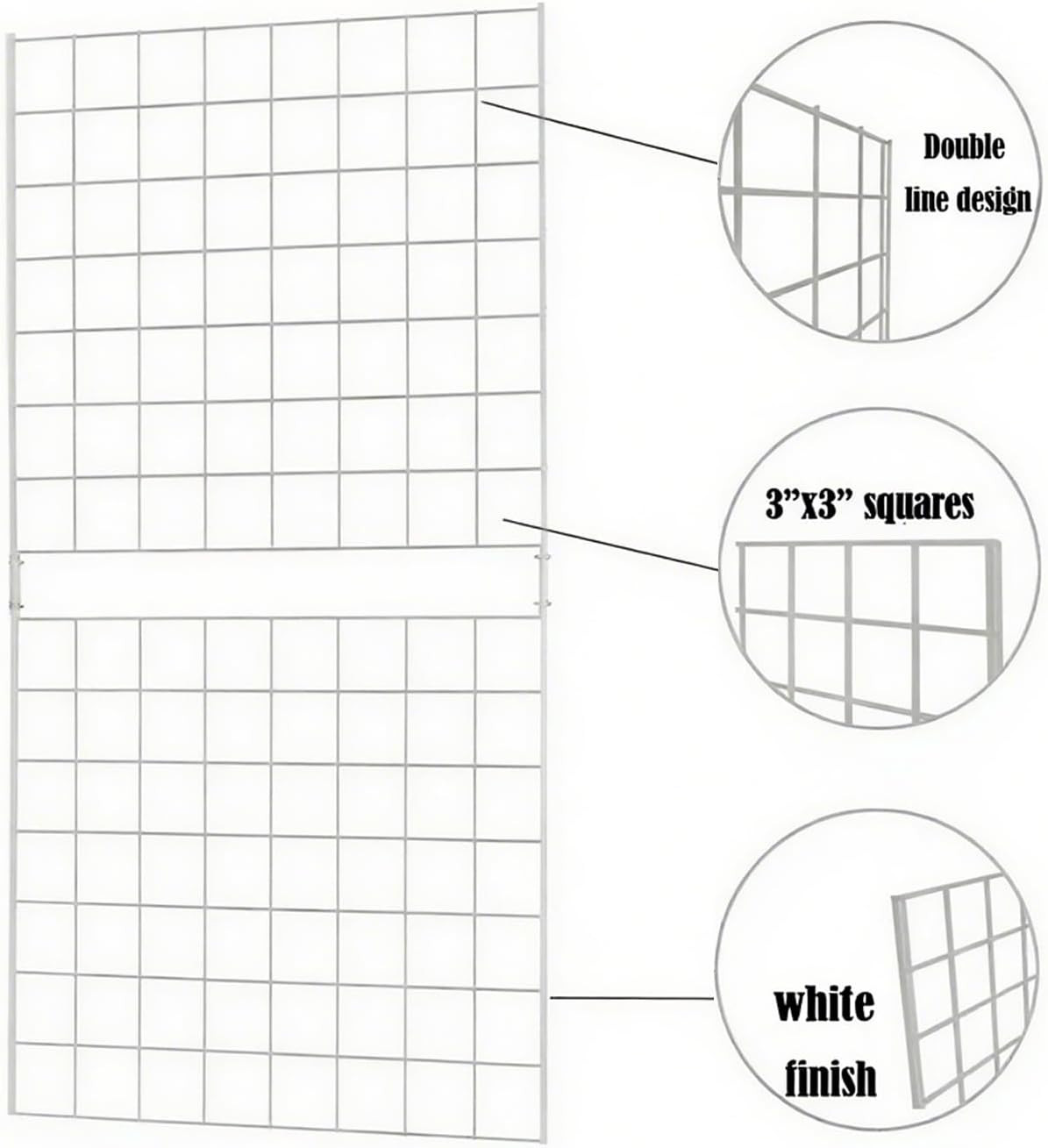 Heavy Duty Gridwall Panels 2' x 4' - Pack of 3, White, Portable Display Solution
