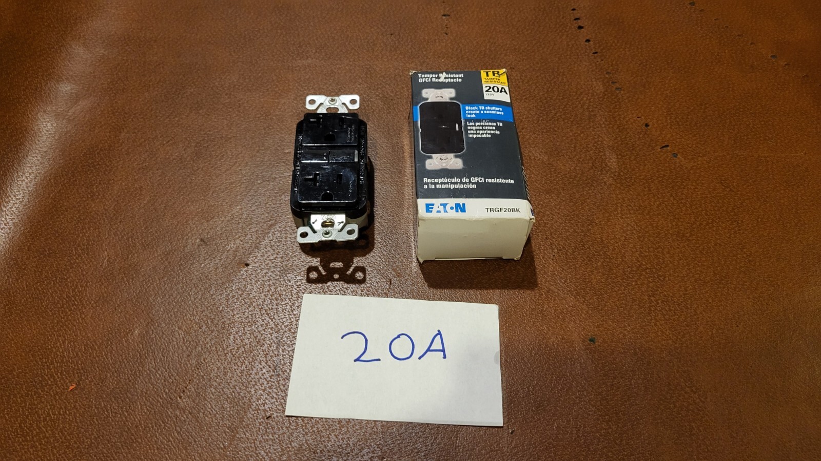 Eaton TRGF20BK GFCI Self-Test 20A -125V Tamper Resistant Duplex Receptacle Slim