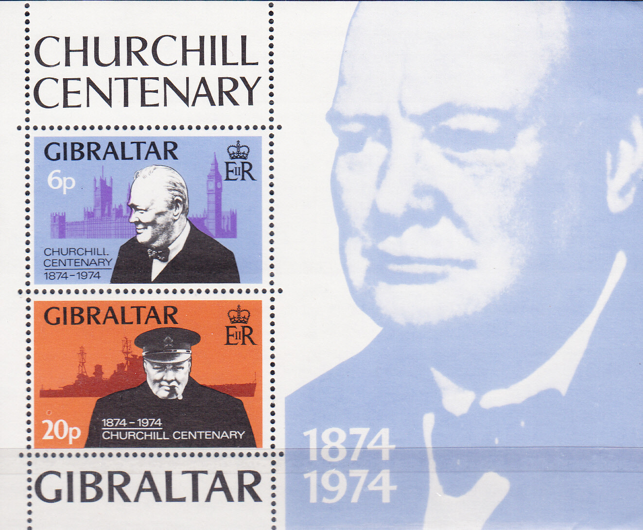 W GIBRALTAR 0317a CHURCHILL BIRTH CENTENARY SOUVENIR SHEET