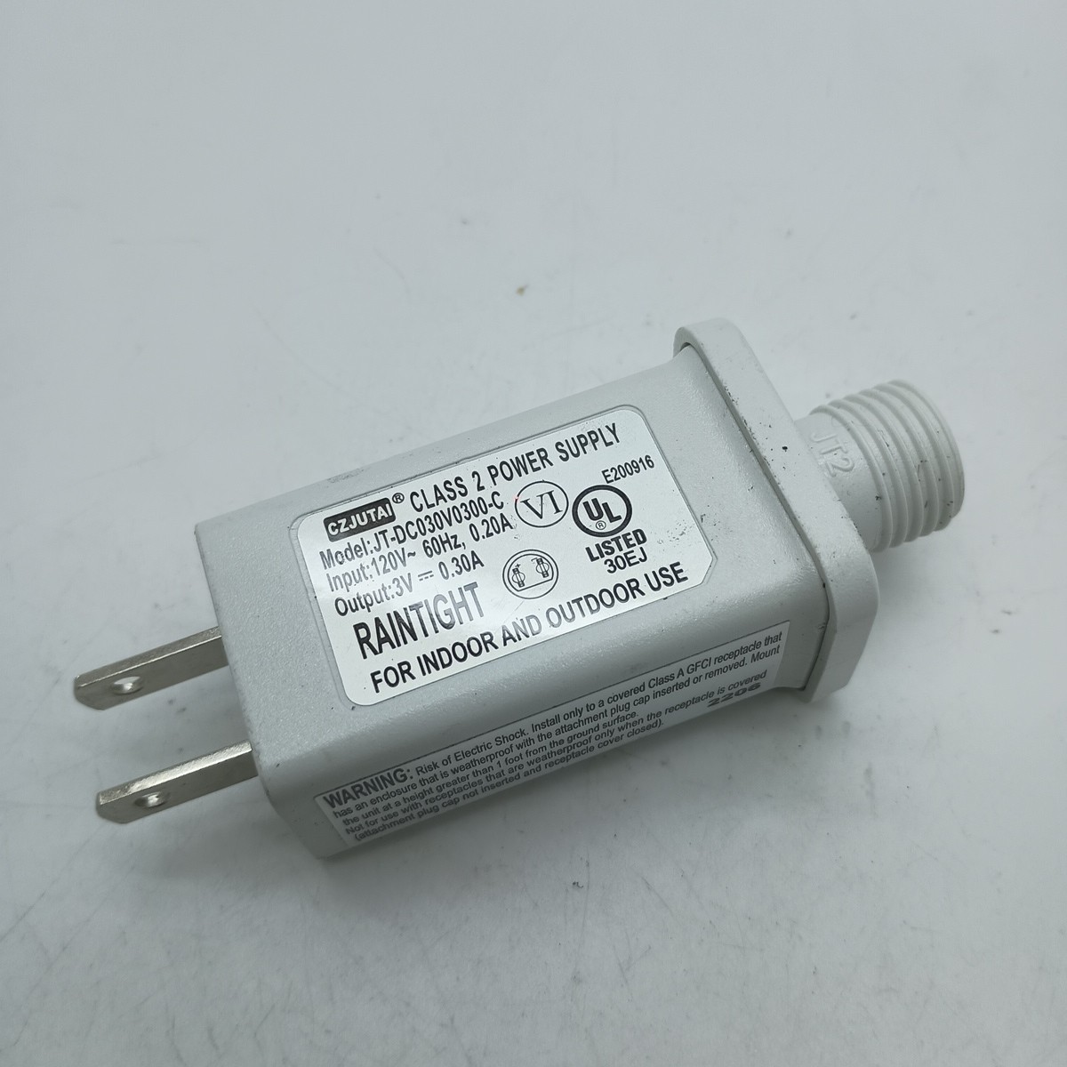 #T) Czjutai Class 2 Power Supply JT-DC030V0300-C Raintight 3V 0.30A WORKS