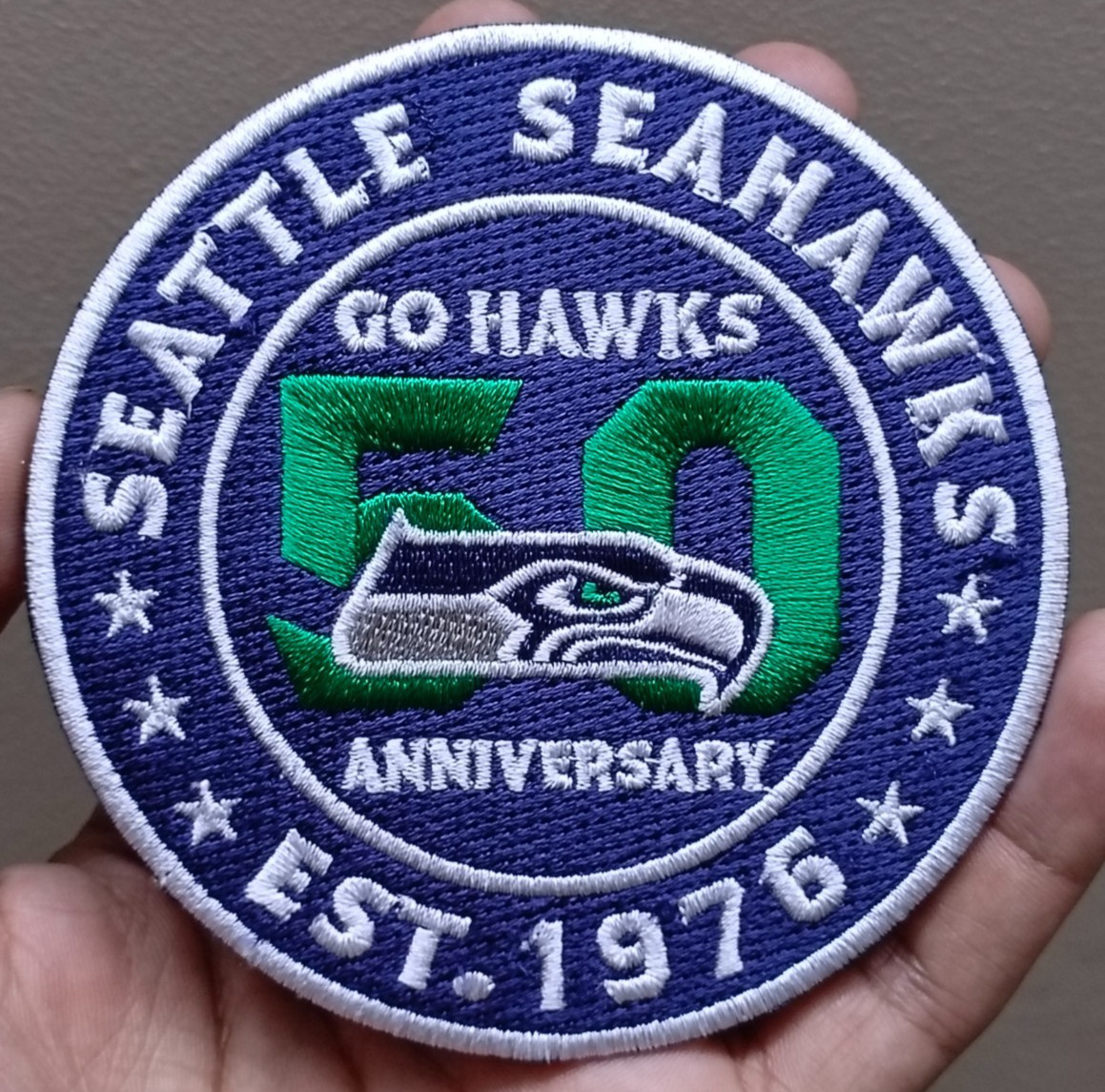 Seahawks 50th Anniversary Logo Iron On Patch-Sew Patch-Embroidered Patch