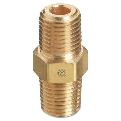 Pipe Thread Hex Nipple, 3000 psi, Brass, 1/4 in NPT Male Western Enterprises