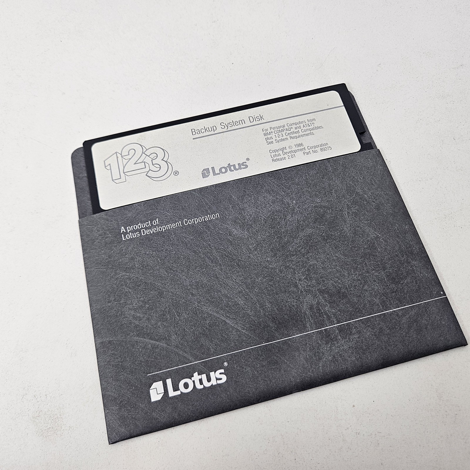Vintage Lotus 1-2-3 Release 2.01 Backup System Disk 5.25" Floppy IBM PC DOS