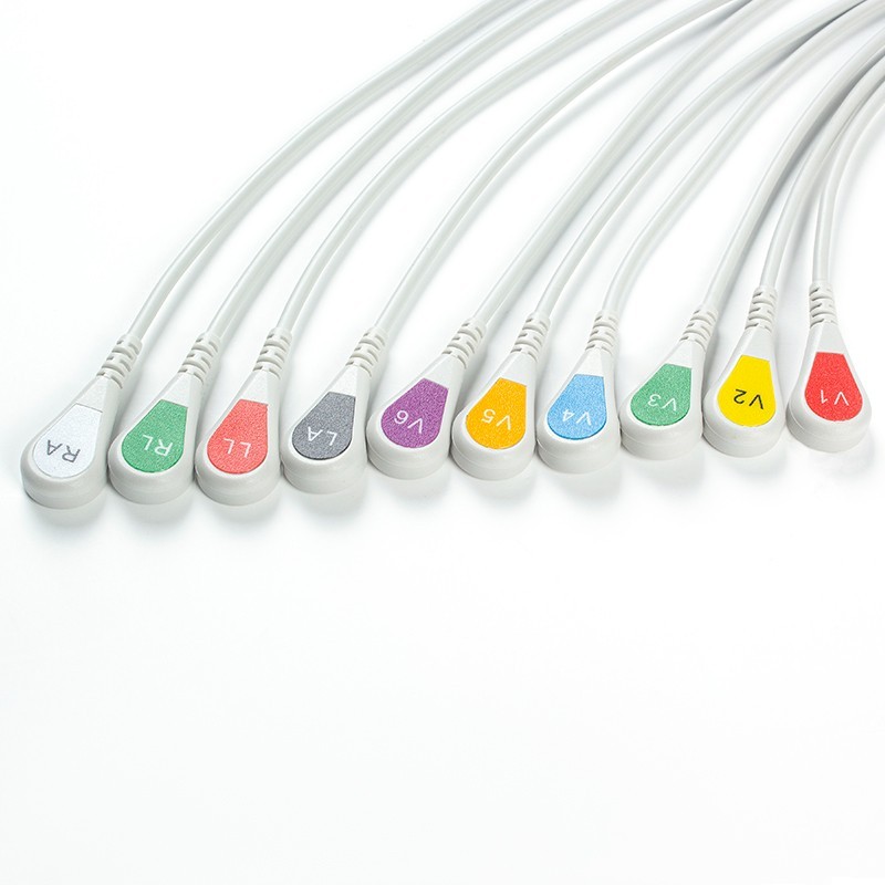 Banana To Snap Pigtail ECG Adapters Cable 10pcs Per Bag AHA 30cm 0.98Feet