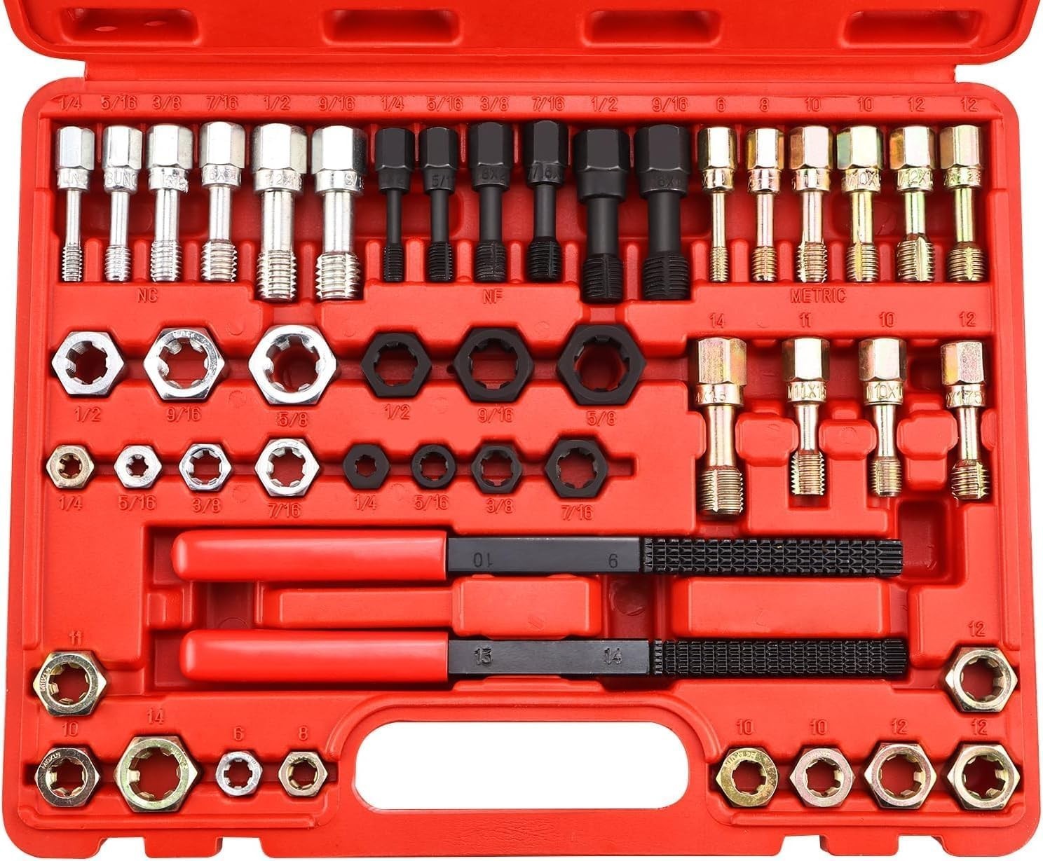 49Pcs Thread Chaser Set Metric and SAE Thread Repair Restorer Kit UNC UNF w Case