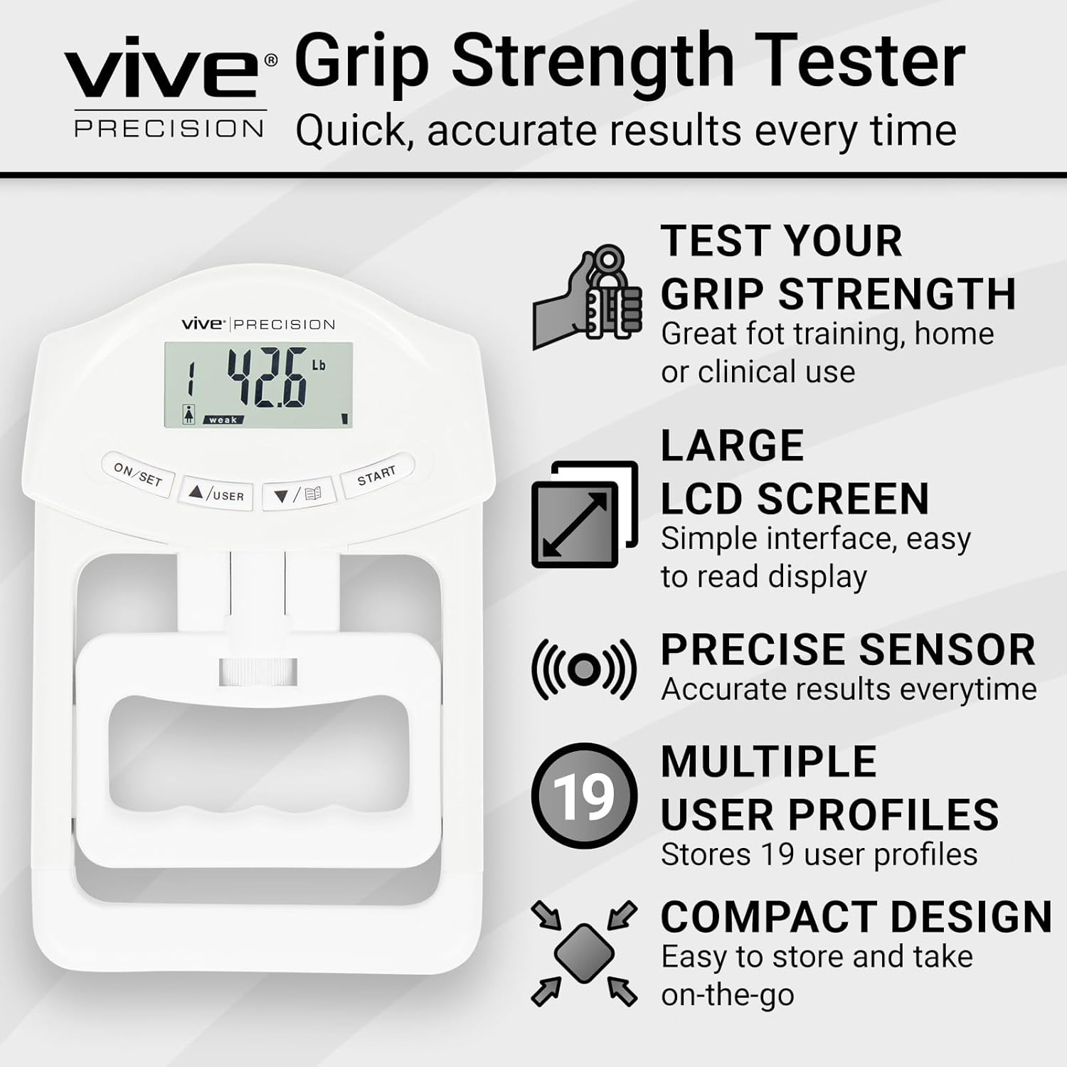 Grip Strength Tester - Hand Grip Dynamometer - Handheld Digital Grip Measurement