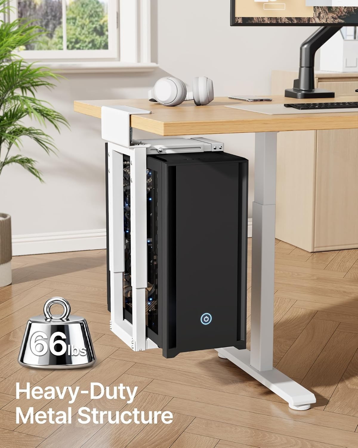 monTEK No-Drill Under Desk PC Mount - Heavy Duty 66lb Capacity - Adjustable