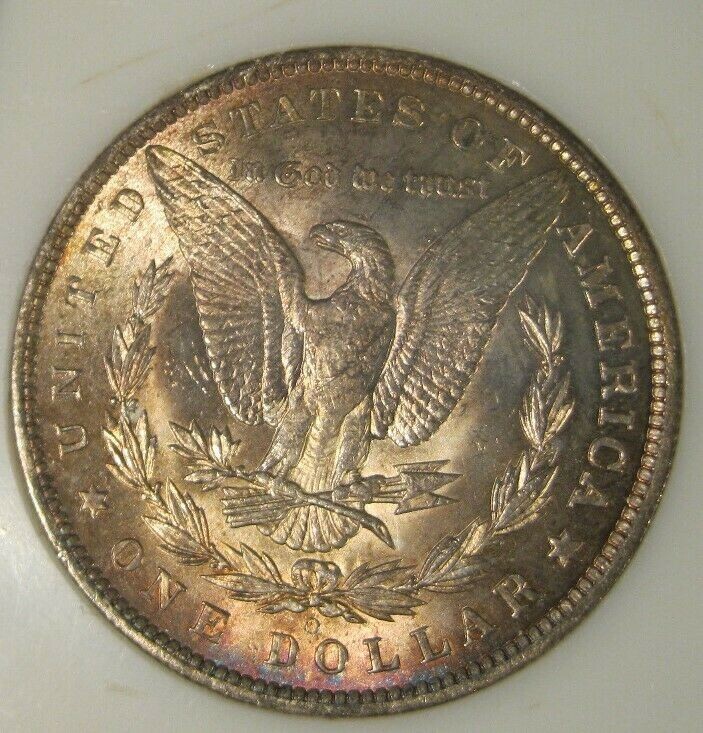 1885 O Morgan Silver Dollar - BU, Colorful Peripheral toning 3891
