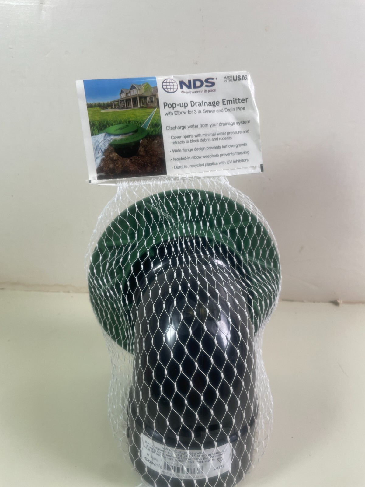 NDS Pop-Up Drainage Emitter & Elbow for 3 in. Sewer & Drain Pipe DWV 322G