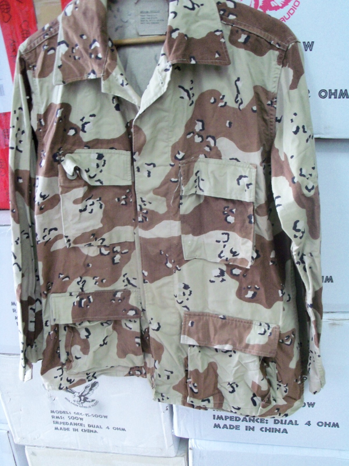 COAT, VINTAGE, CHOCOLATE CHIP PATTERN, DESERT STORM, 1990, MED REG