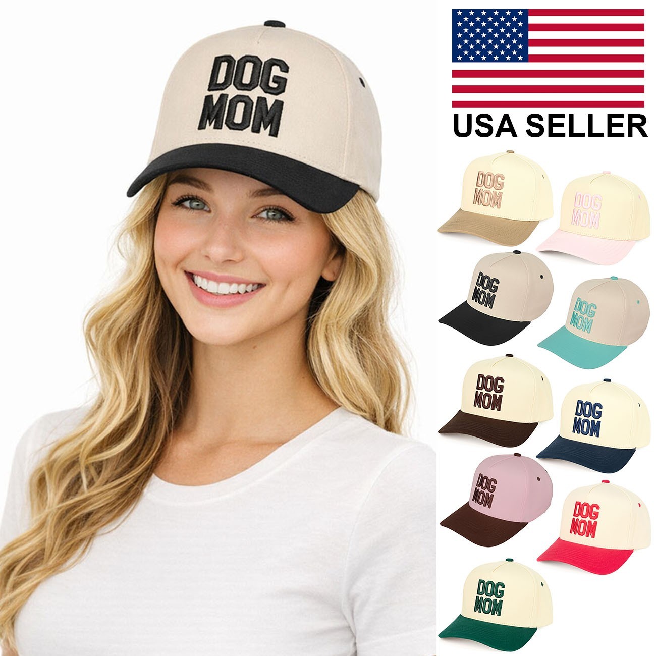 C.C Women Dog Mom Embroidered Two Tone Snapback Baseball Tucker Cap Hat