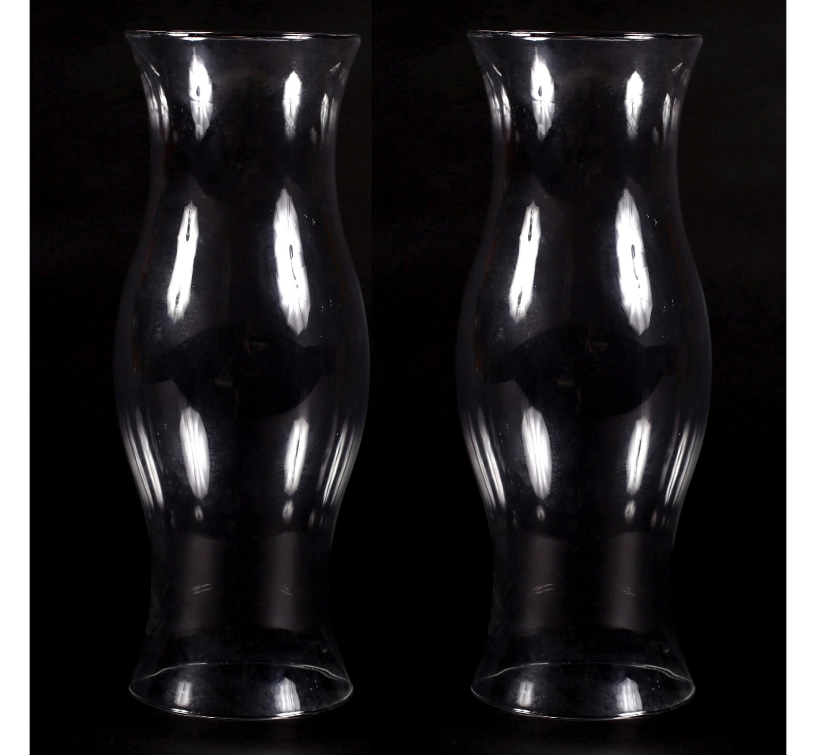 Hurricane Shade Clear Glass Antique Style 5"Dia 14"High Set/2  FREE SHIPPING