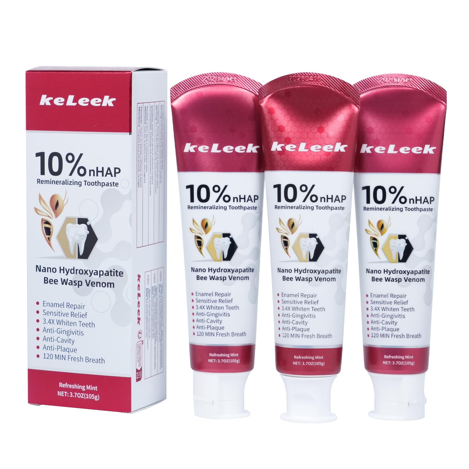 KeLeek 3PCS 10% Nano-Hydroxyapatite Bee Wasp Venom 1.23 Ounce (Pack of 3)