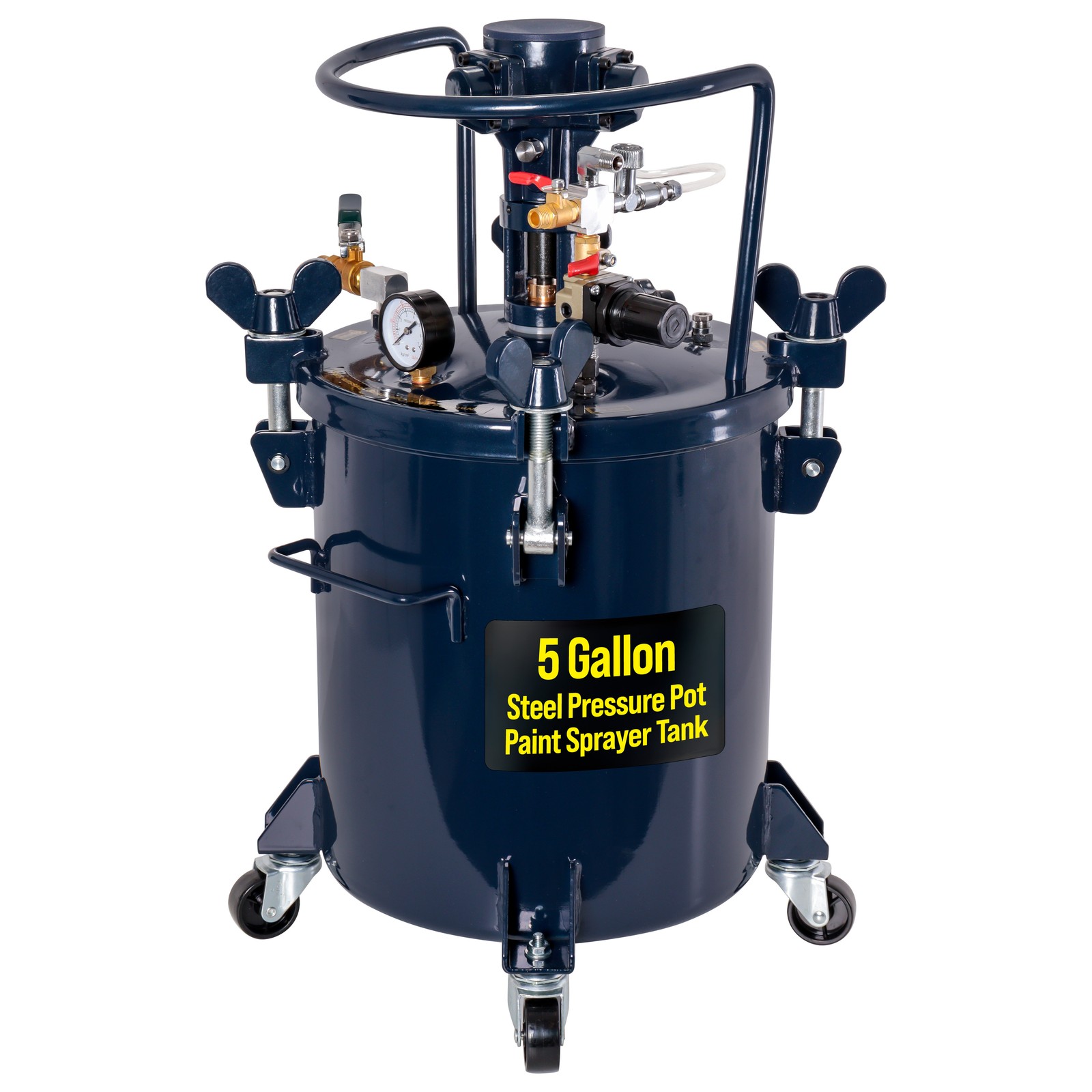 5 Gallon PRESSURE FEED PAINT POT TANK Spray Gun Sprayer Regulator Air Agitator