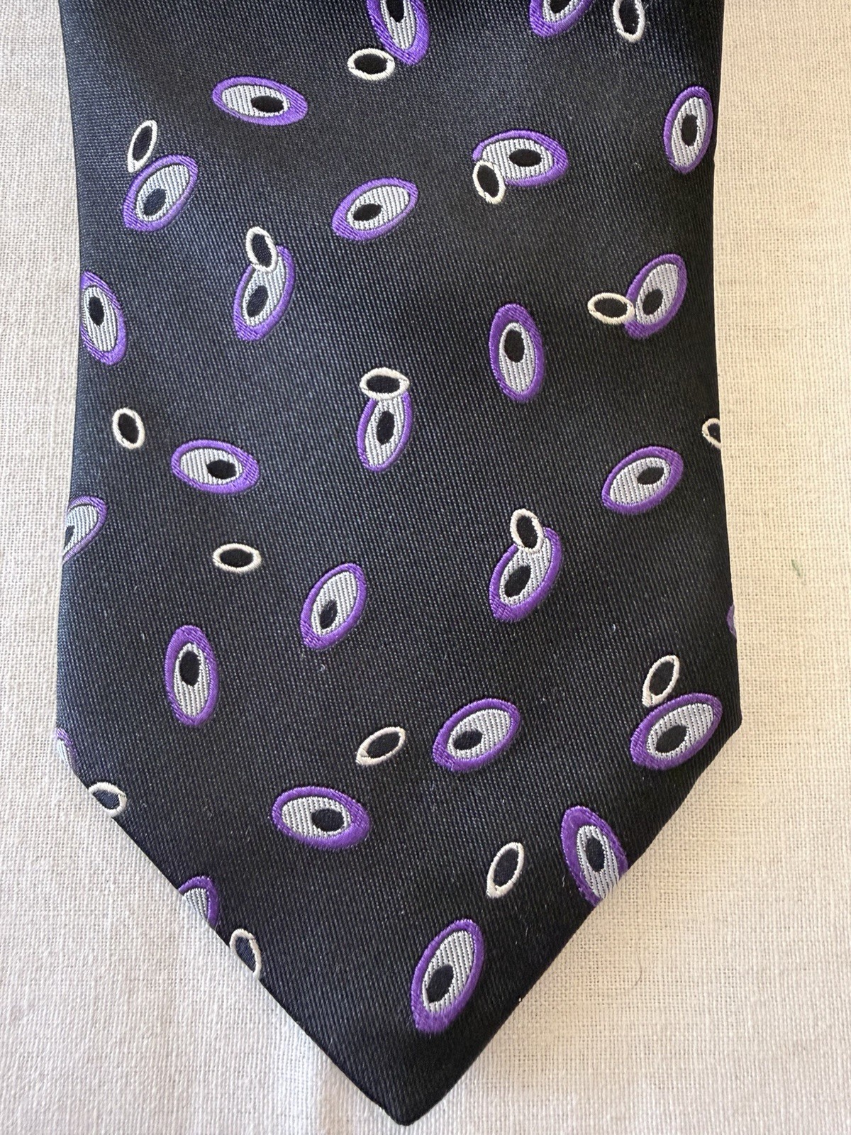 Robert Talbott Geometric Deco Purple on Black Best of Class 100% Silk Tie USA