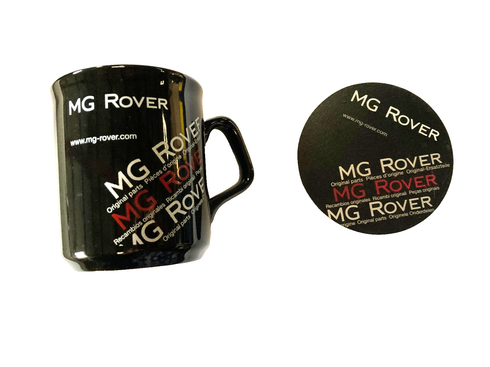 Genuine MG Rover Black Mug and mat - Original black box - ZFA000040