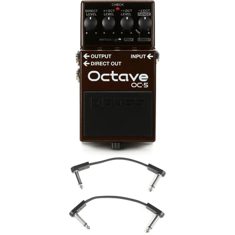 Boss OC-5 Octave Pedal with EBS Patch Cables