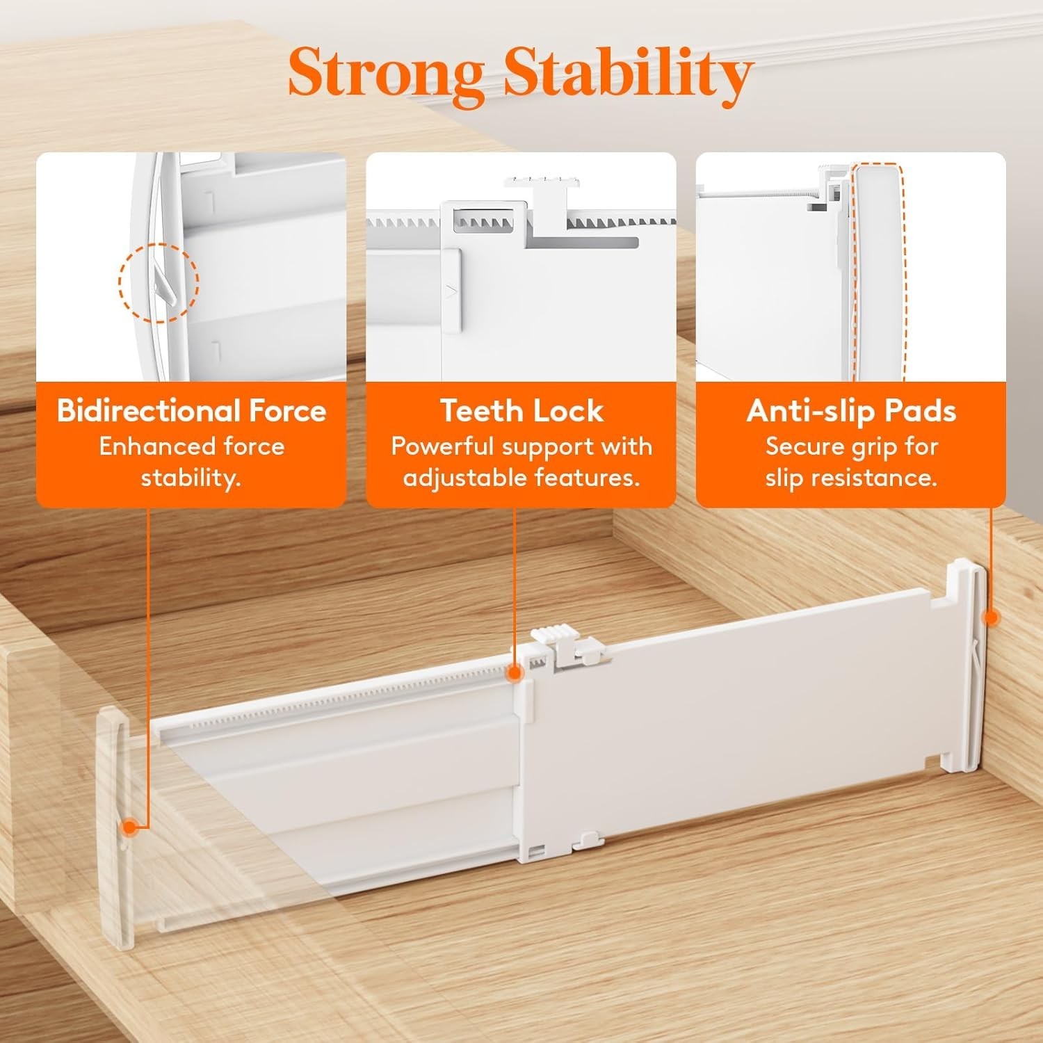 12-Pack Drawer Separators | Adjustable and Non-Slip for Secure Storage