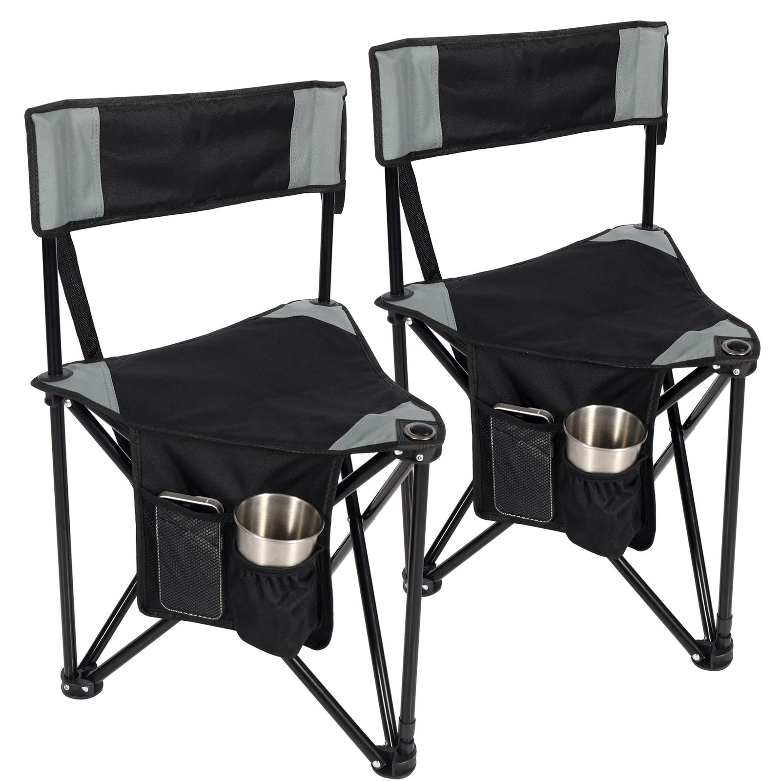 REDCAMP 2 Pack Tripod Camping Chairs Folding 18D x 18W x 28H in, Black
