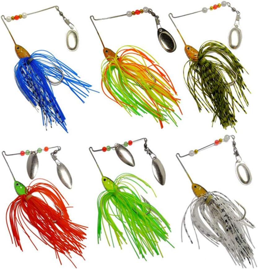 6Pcs Bass Spinner Baits Metal Fishing Lures Spinnerbait for Trout Salmon