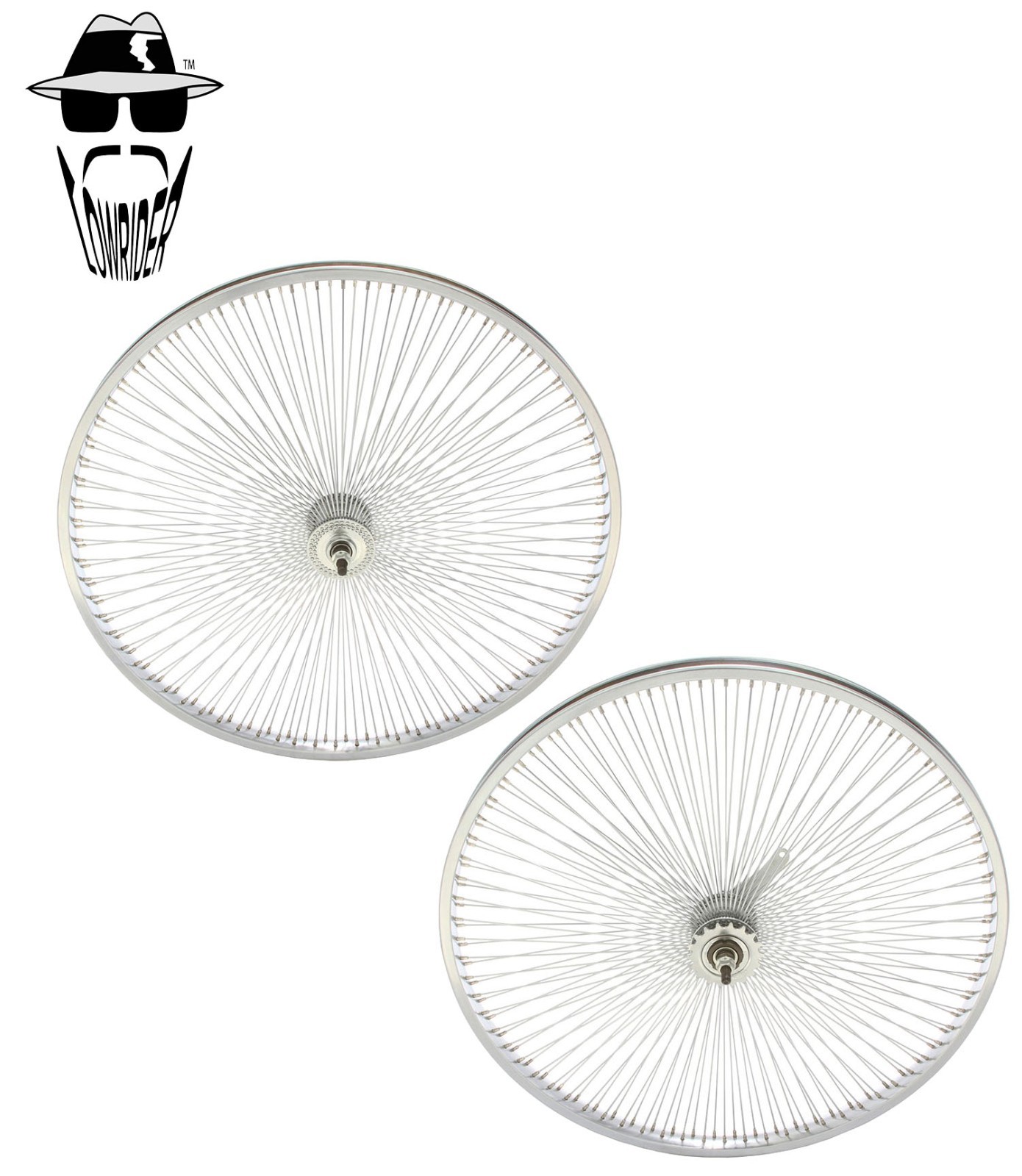 ORIGINAL LOWRlDER 26" SteeI Front OR Coaster WheeI 144 Spokes 3/8" AxIe Chrome.