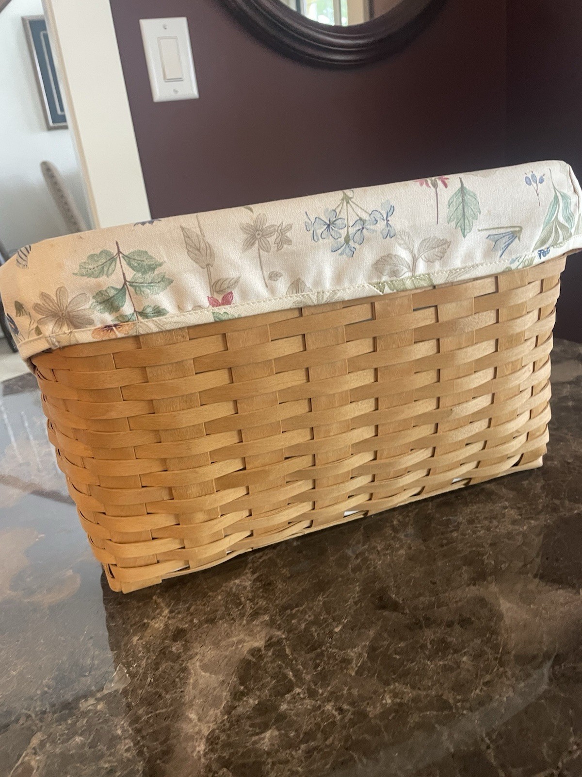 Longaberger Large Desktop 2002 Basket & Botanical Fields Liner & Protector