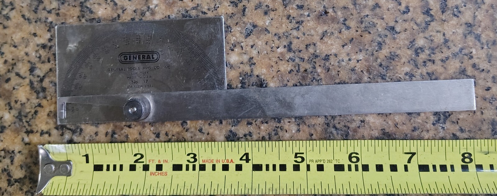VINTAGE GENERAL HARDWARE No. 17 STAINLESS STEEL PROTRACTOR