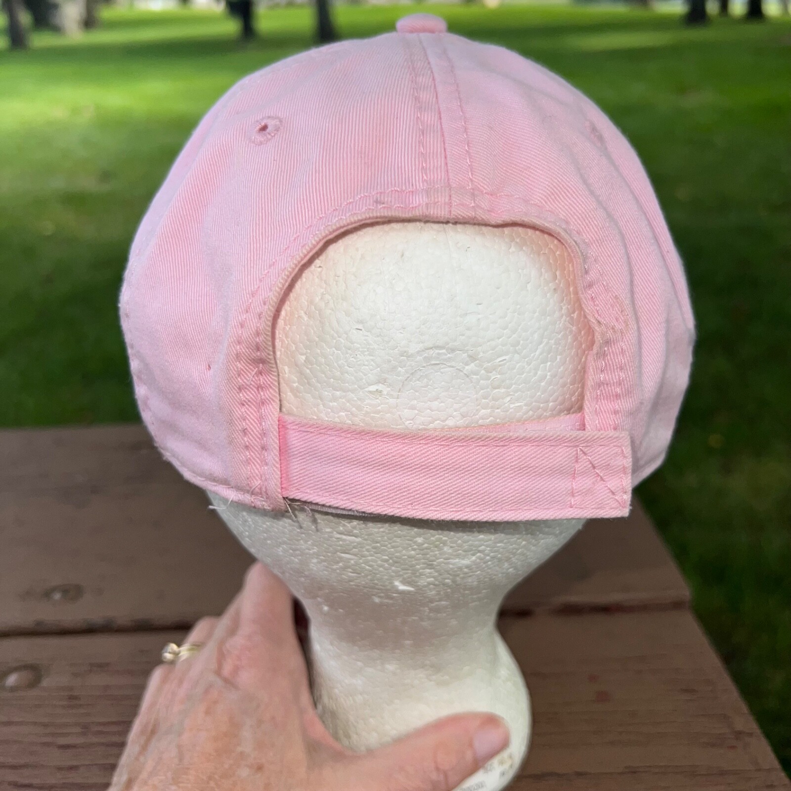 Whiteface Mountain Pink and Brown cotton Hat Cap Hook Loop VGC